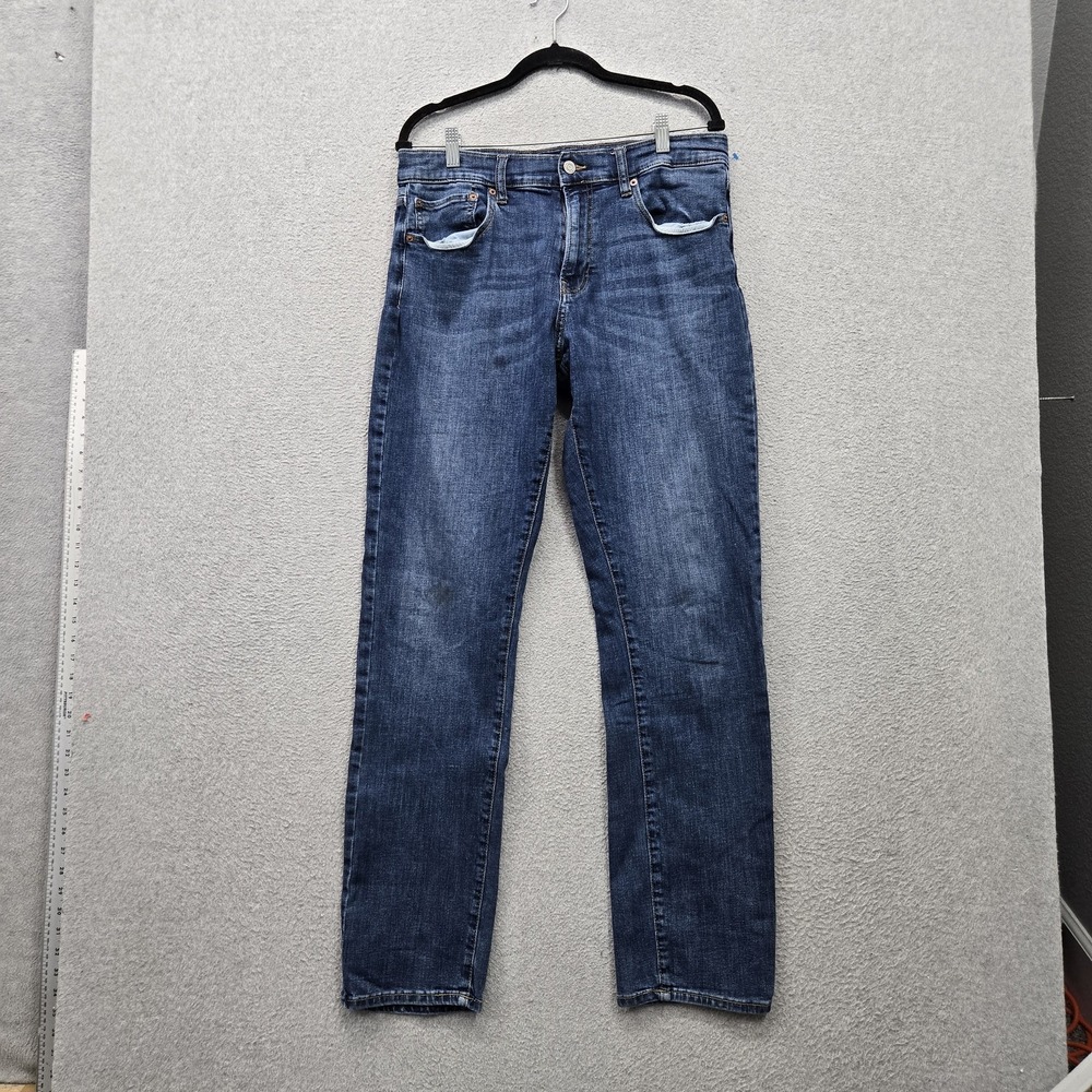 Lucky Brand Men Jeans 32X34 Blue Denim 5-Pocket Zip Fly Straight Leg 32" Inseam